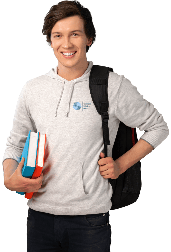 estudiante aster con mochila